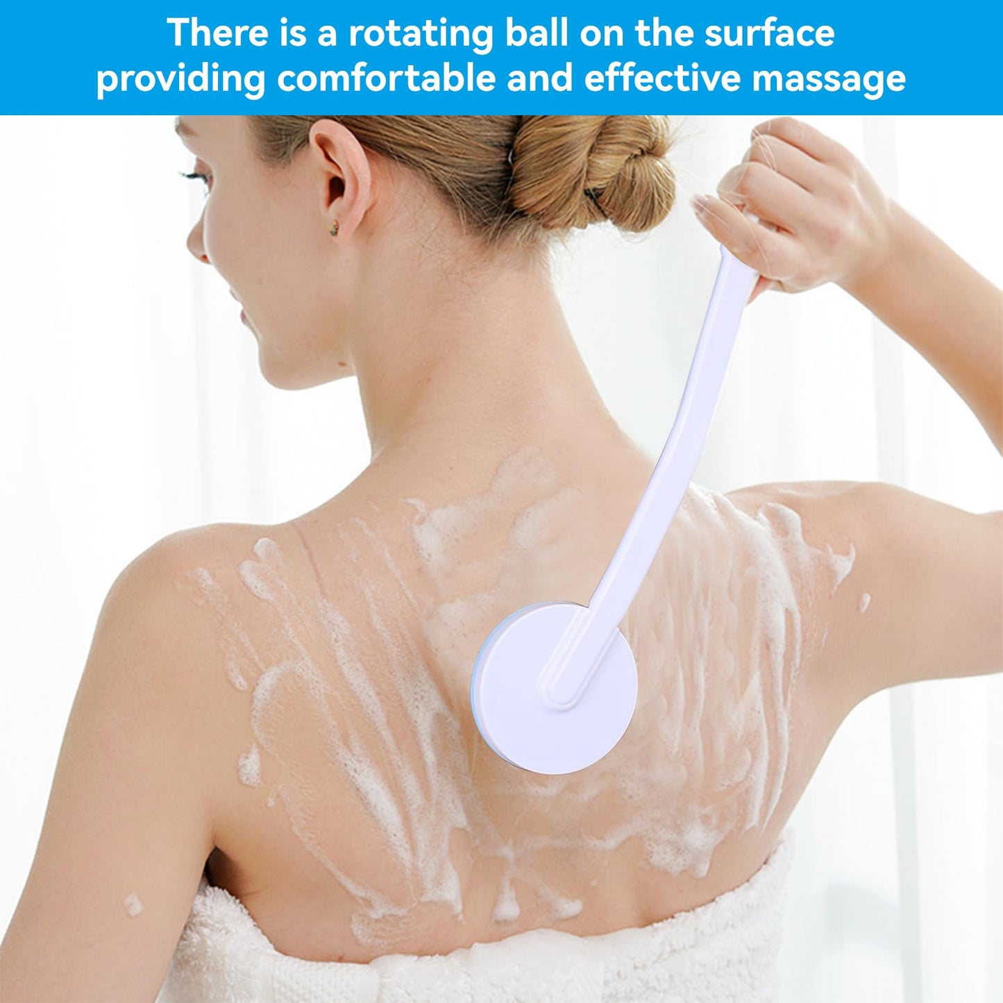 Agatige Back Lotion Applicator for Women Men, Back Bath Massager Long Handled Lotion Applicator Shower Brush for Body Back and Leg Bath Massaging Tool