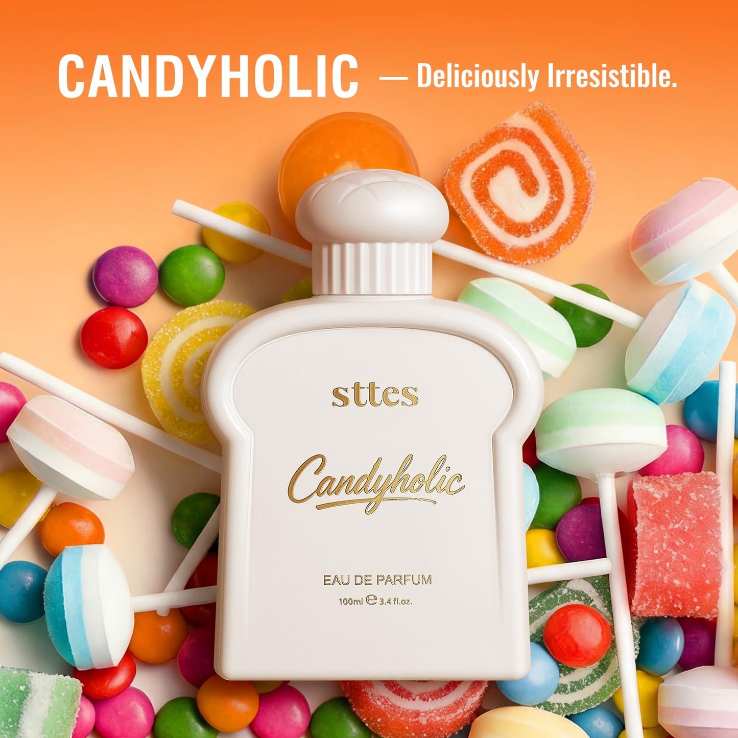 Sttes Candyholic Eau de Parfum for Women 3.4 Fl Oz / 100ml – Sweet Candy Perfume with Cotton Candy, Butterscotch & Vanilla, Candyholic Gourmand Fragrance, Long Lasting Women's Perfume Gift