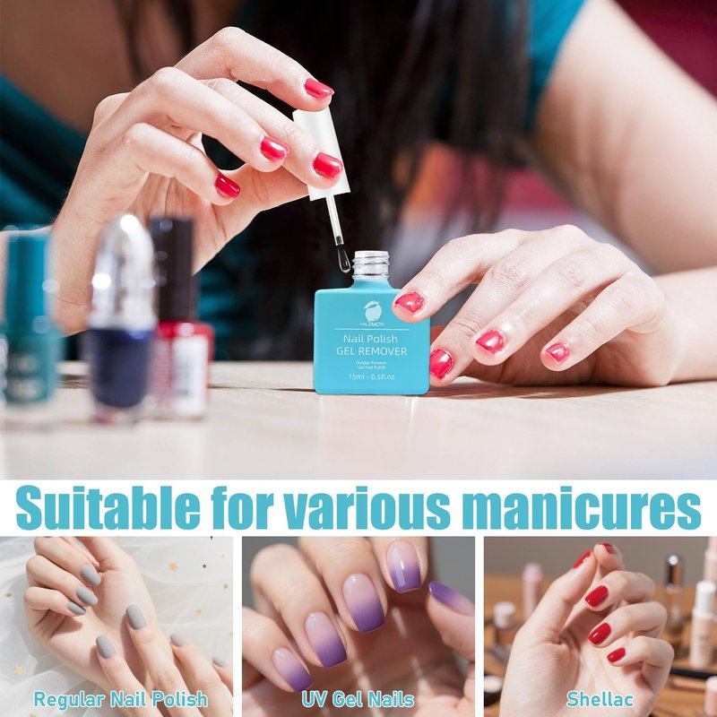 Quick Gel Nail Polish Remover - Easy 3-Minute Formula, No Soaking Required | 15ml, 2-Pack