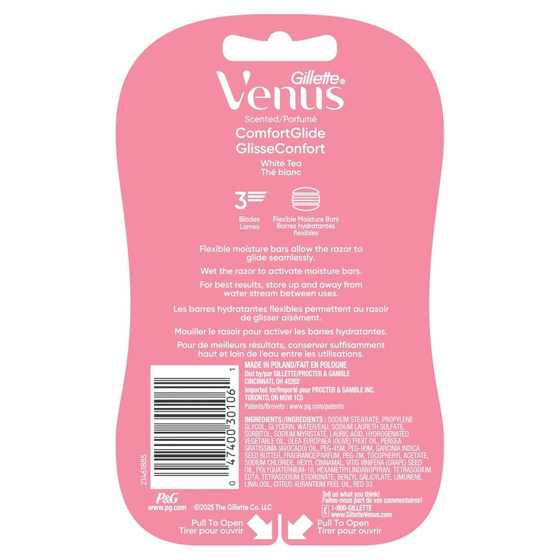 Gillette Venus Disposable Razors for Women - ComfortGlide with White Tea Scented Moisture Bars | 2 Count