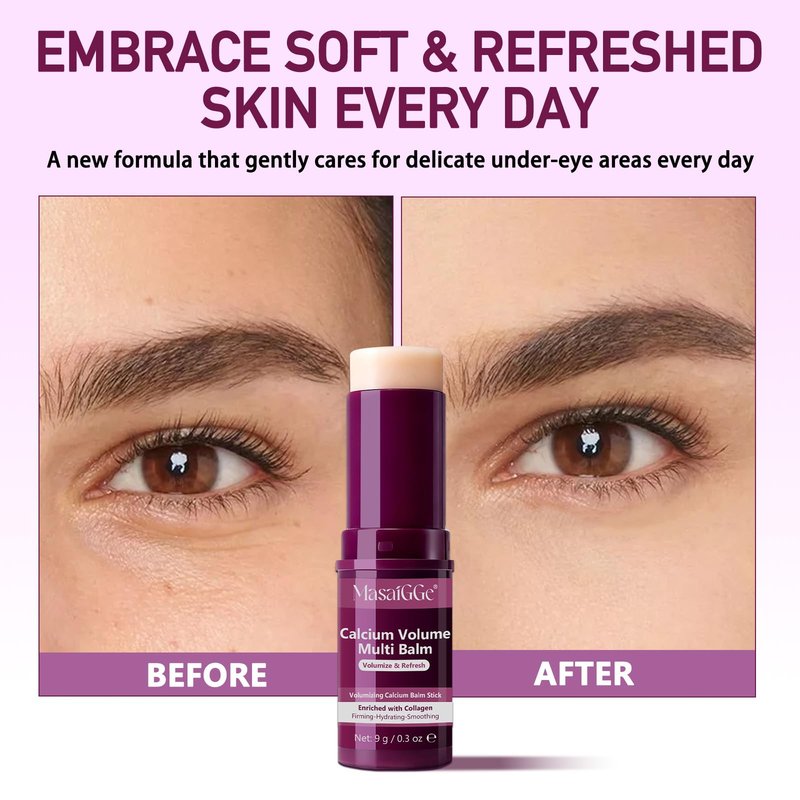 liiutry Calcium Multi Balm, 2-Pack Intensive Repair Cream & Collagen Moisturizing Stick, Anti-Aging Face Cream for Wrinkles, Firming & Hydrating for Eyes, Neck, Face, 9g