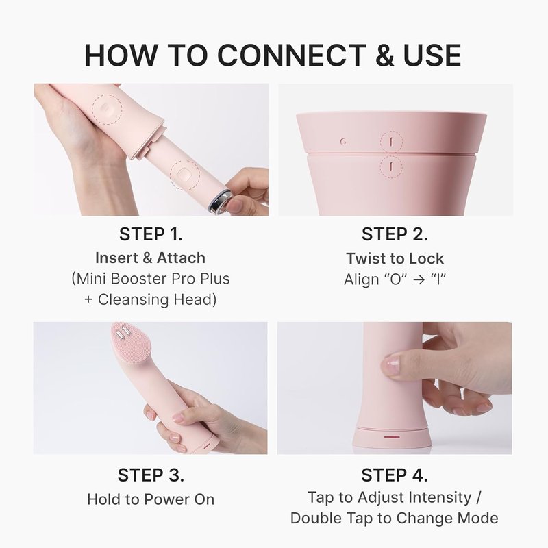 Medicube Mini Booster Pro Plus Cleansing Device Set - 2-in-1 Facial Cleansing & Skincare | Portable Pink Device with 3 Modes for Pore & Sebum Care