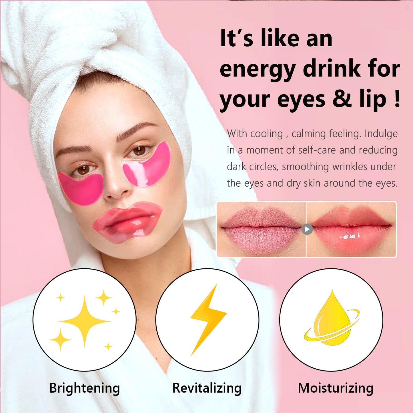 30 Pairs Eye Masks & Lip Masks, Under Eye Patches for Puffy Eyes, Moisturizing Lip Mask Pink Pads, Reducing Fine Lines, Bridal Shower Gifts, Graduation Gifts, Wedding Bridesmaid Gifts, Bulk Gifts