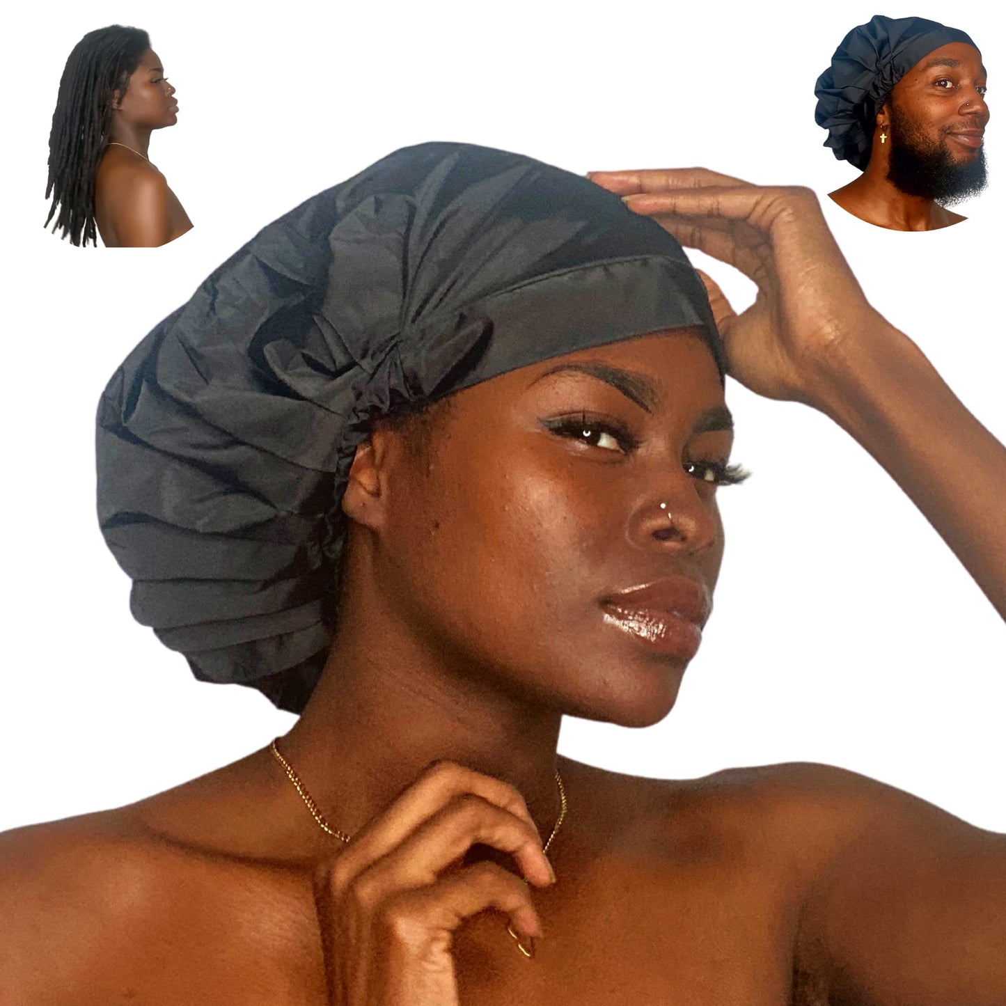 TTAT Shower Cap Extra Large for Men & Women With Braids, Dreadlocks, Locs, Afro, Coily, and Long Hair, Waterproof, Washable, Reusable & Adjustable, Great for Home, Spa, Conditioning, Self Care, Hotel & Salon
