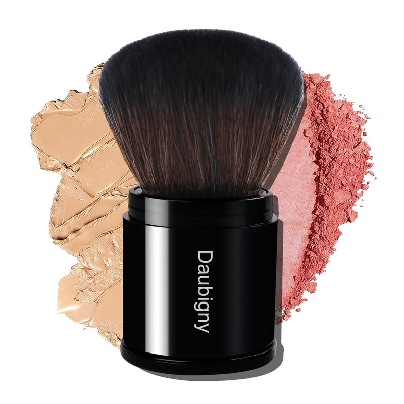 Daubigny Retractable Kabuki Makeup Brush - Travel-Friendly Powder Brush for Blush & Bronzer