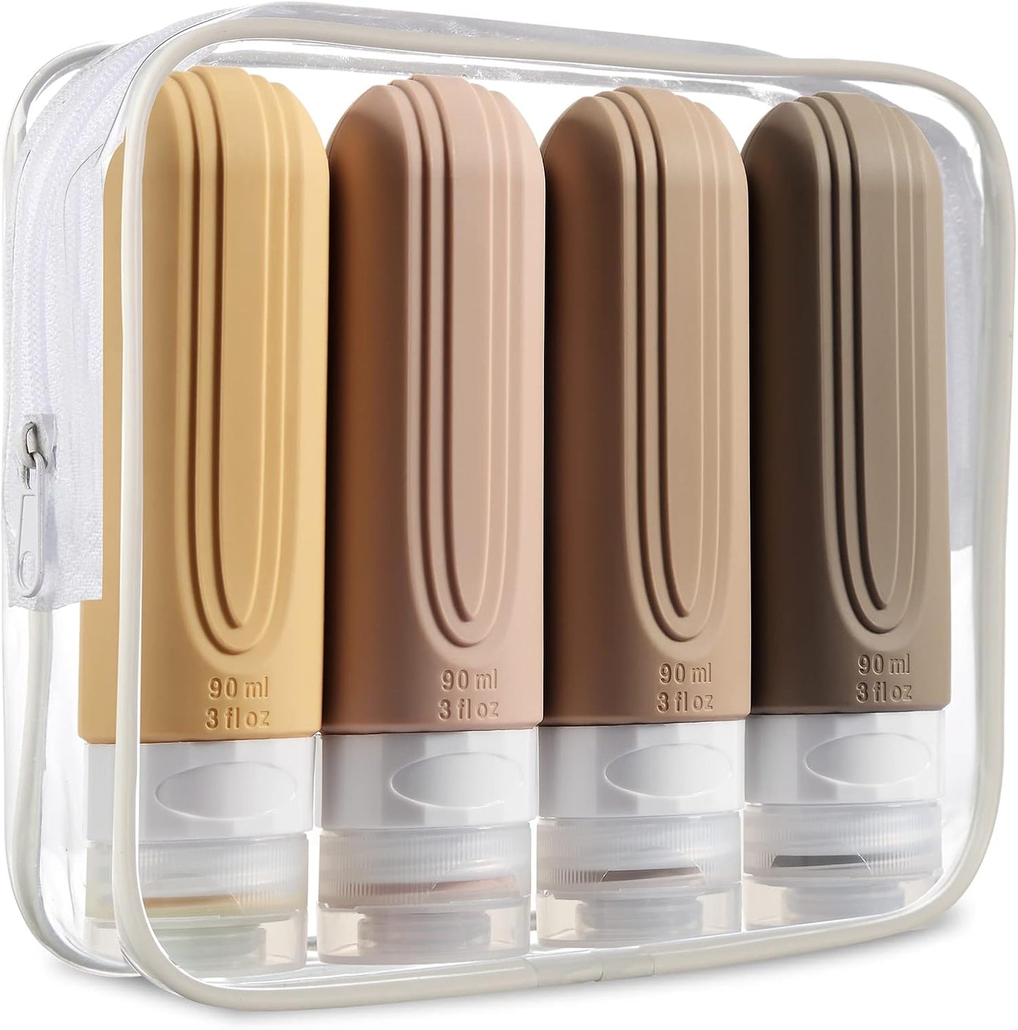 Travel Bottles for Toiletries - TSA Approved 3oz Leak-Proof Silicone Containers | BPA-Free Refillable Travel Accessories (4 Pack)