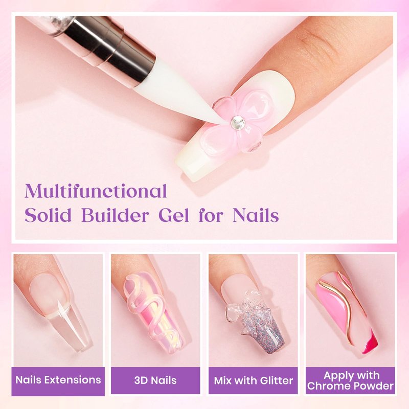 MIZHSE 3D Gel Nail Art Sculpting Gel, Solid Builder Gels for Nails 60g Large Capacity 3D Sculpting Non-Sticky Carving U V/LED Extension Hard Gels with 3D Mold for Nail Art Salon Home DIY