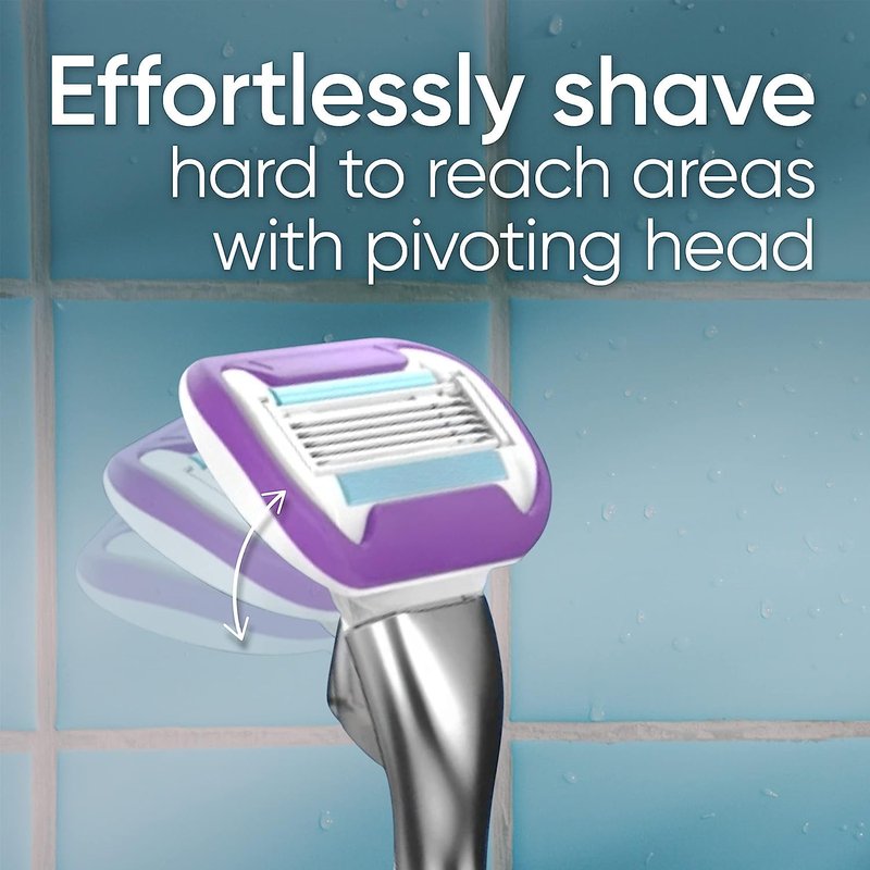Gillette Venus Deluxe Smooth Platinum Razors - Women's Razor with Metal Handle & Anti-Slip Grip | 1 Razor & 2 Blade Refills