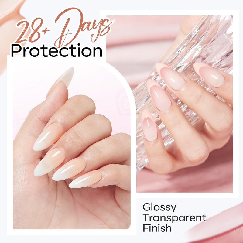 modelones Rubber Base Builder Nail Gel Polish, 6 French Tip Base Color Nude White Baby Milky Pink Strengthener Apex Building Extension Protect Weak Nails Long Last U V Manicure Gift for Women
