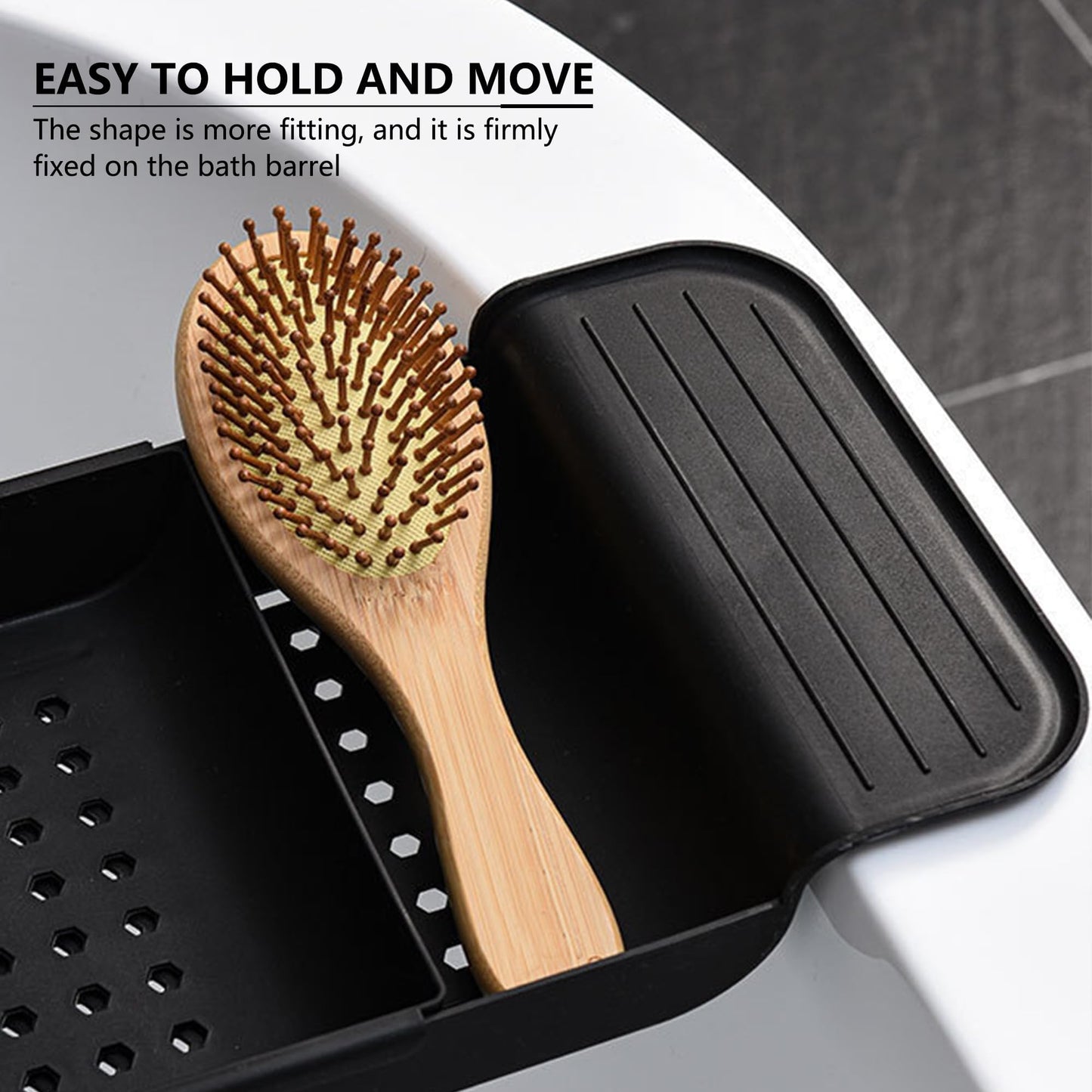 Bath Tub Tray - Stretchable, Strong Load-Bearing, Plastic, Anti-Slip Design - Ultimate Bathtub Caddy Tray(Black)