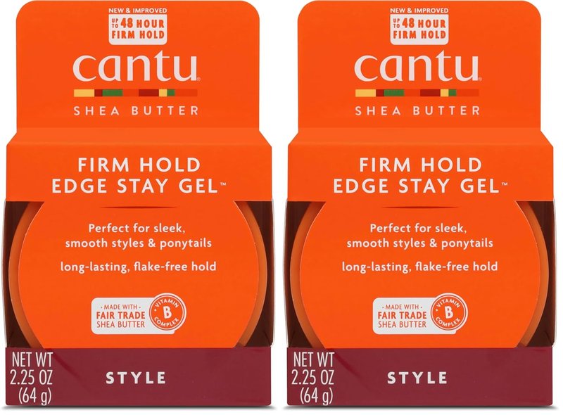 Cantu Extra Hold Edge Stay Gel - Shea Butter Formula for Strong Hold | 2.25 oz (Pack of 2)