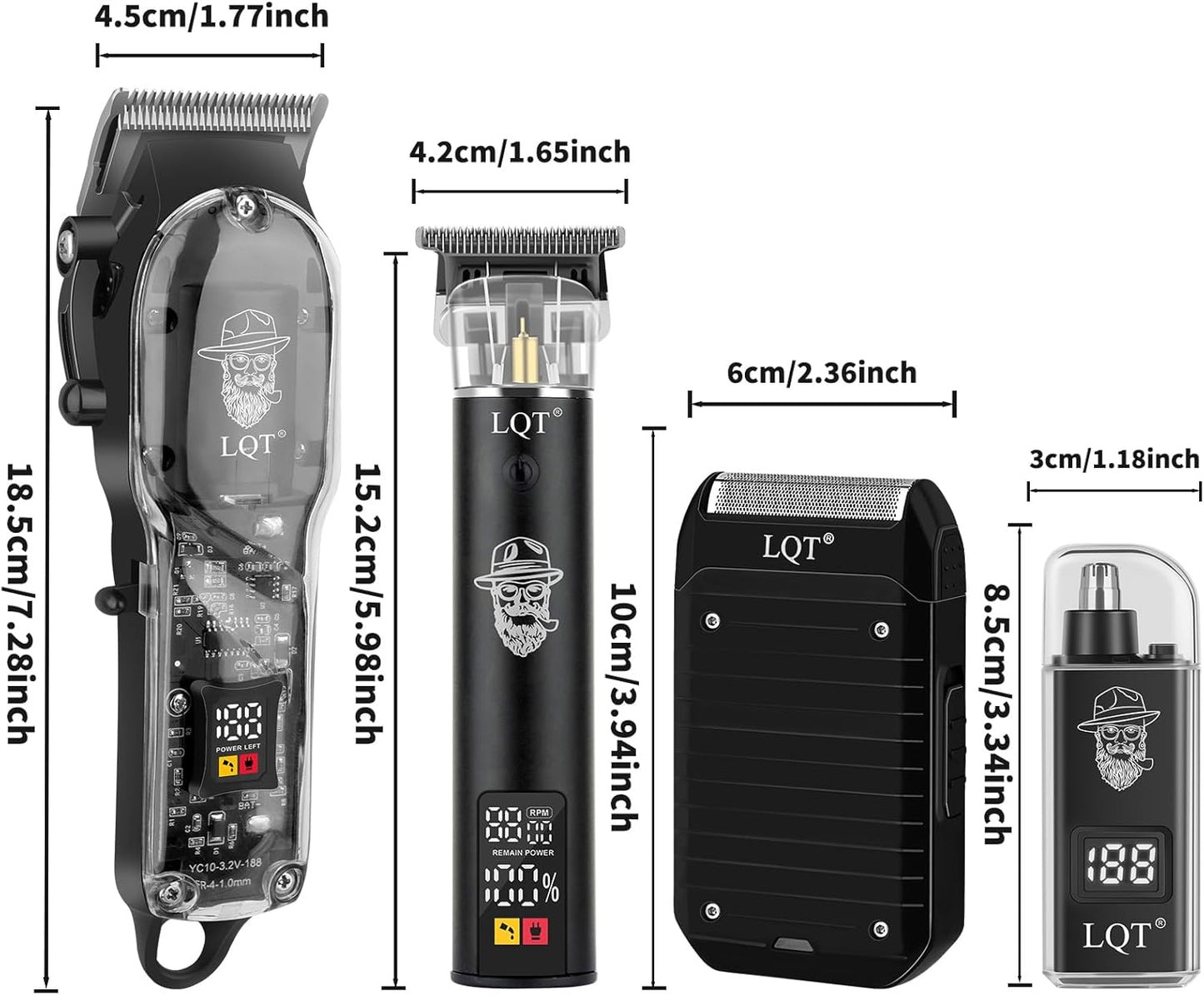 Skiennix Professional Barber Kit - Cordless Hair Clipper & Beard Trimmer Set | LED Display, Home Grooming Tools