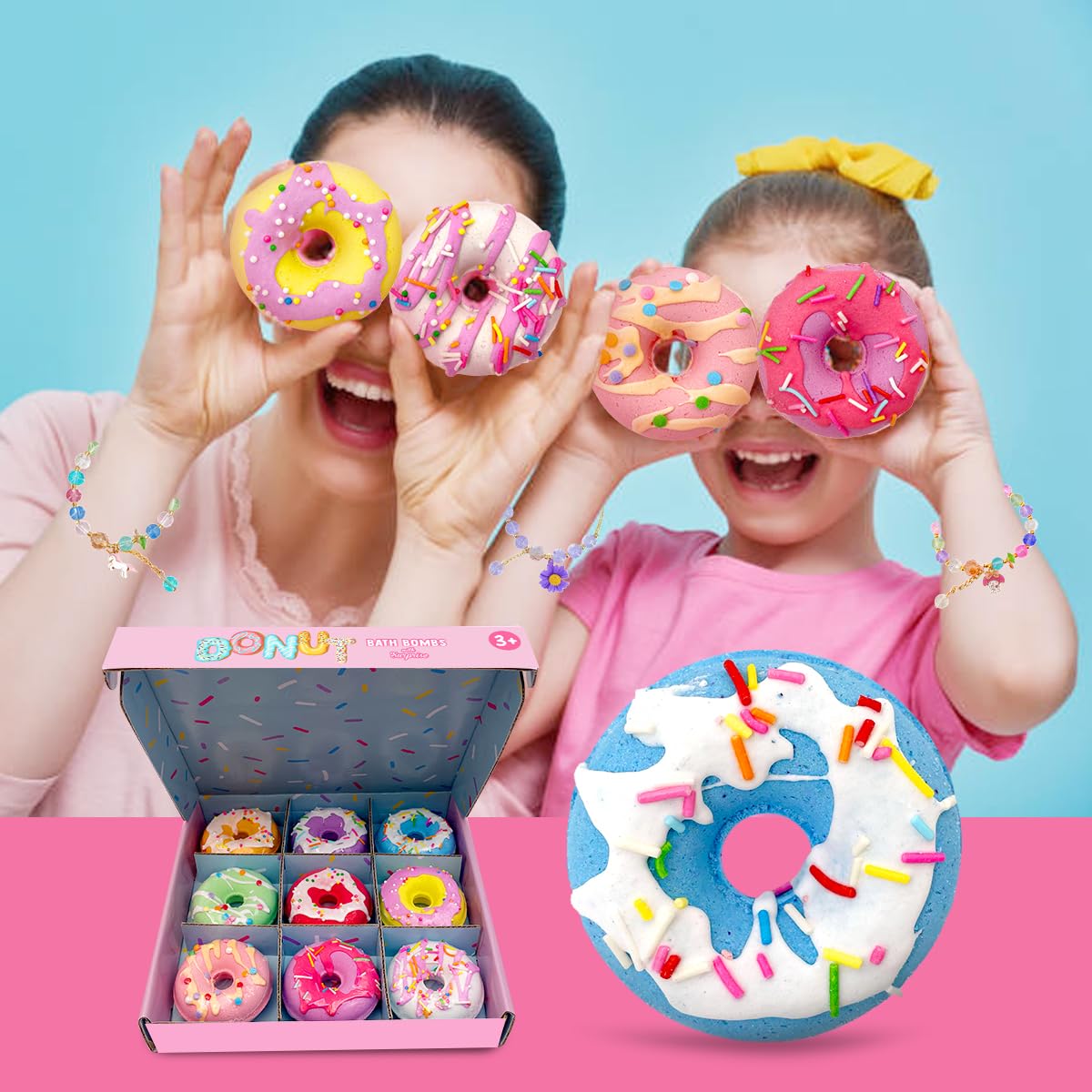 9 Pack Cupcake Bath Bombs for Kids with Surprise Inside, Kids Bath Salts with Jewelry Inside for Princess Girls, Super Large Kids Bath Balls for Children…
