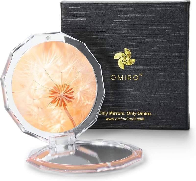 OMIRO Compact Mirror, 3½" 1X/10X Magnification Mini Folding Makeup Mirror for Purses (Color of The Year 2024 - Peach Fuzz)