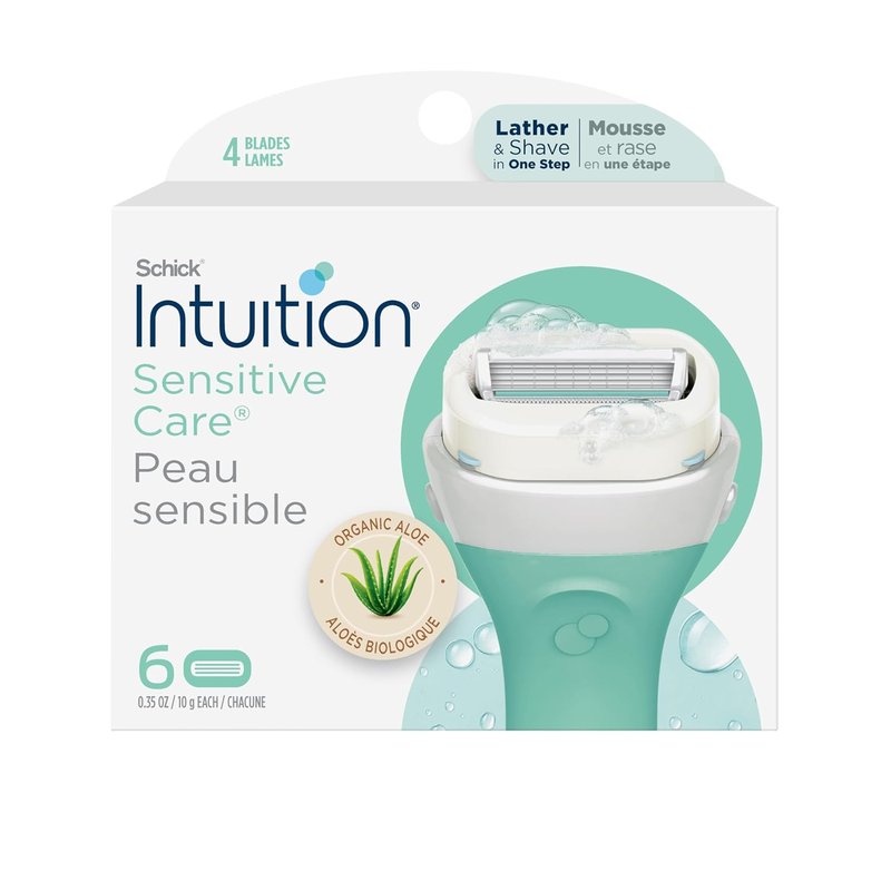 Intuition Razor Blades Refill for Women - Sensitive Skin with Organic Aloe | 6 Count Pack