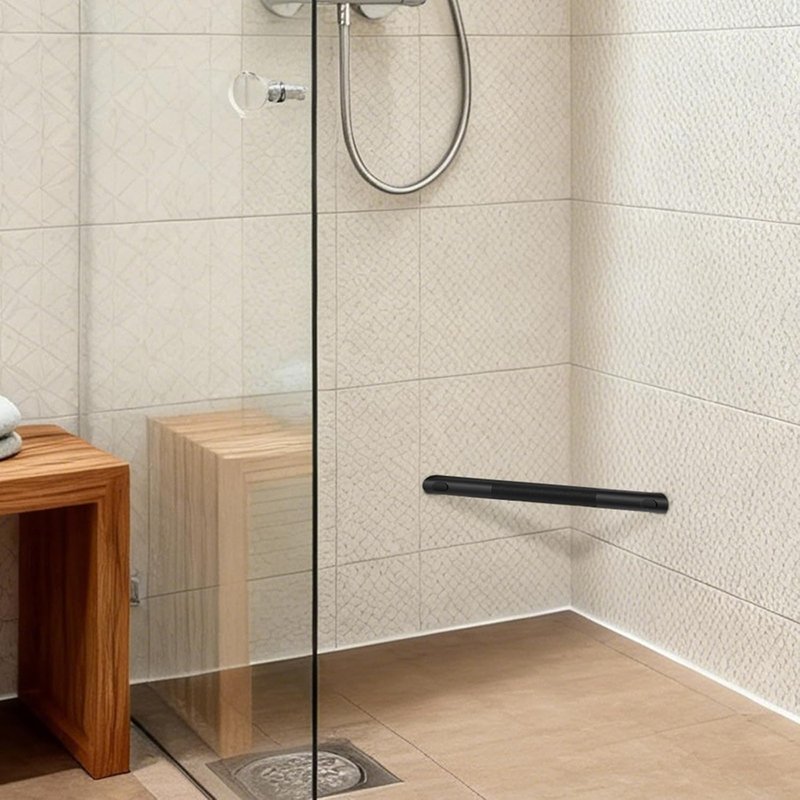 Matte Black Shower Foot Rest Bar - Stainless Steel Non-Slip Corner Step for Shaving Legs | Wall Mounted