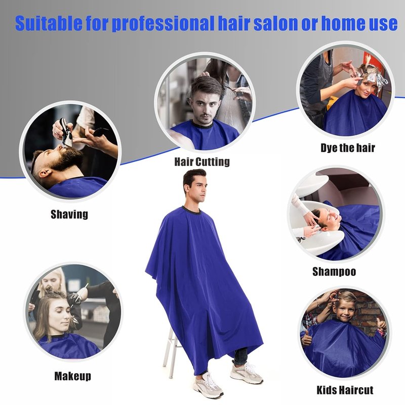 Barber Cape for Men - Waterproof Hair Cutting Apron | Large Adjustable Nylon Cape in Blue for Salon & Home Use