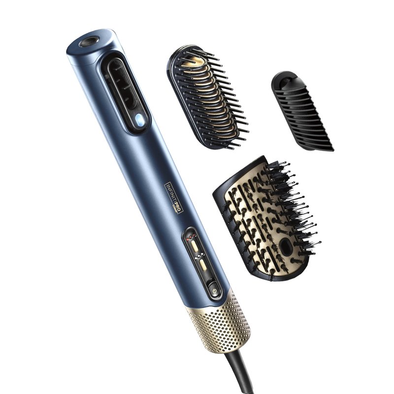 Infiniti PRO CONAIR DigitalAIRE Hair Dryer Drying Wand, Straightener and Styler, Ionic All-in-One Digital Motor Blow Dryer, Includes 3 High-Performance Attachments, Dark Blue