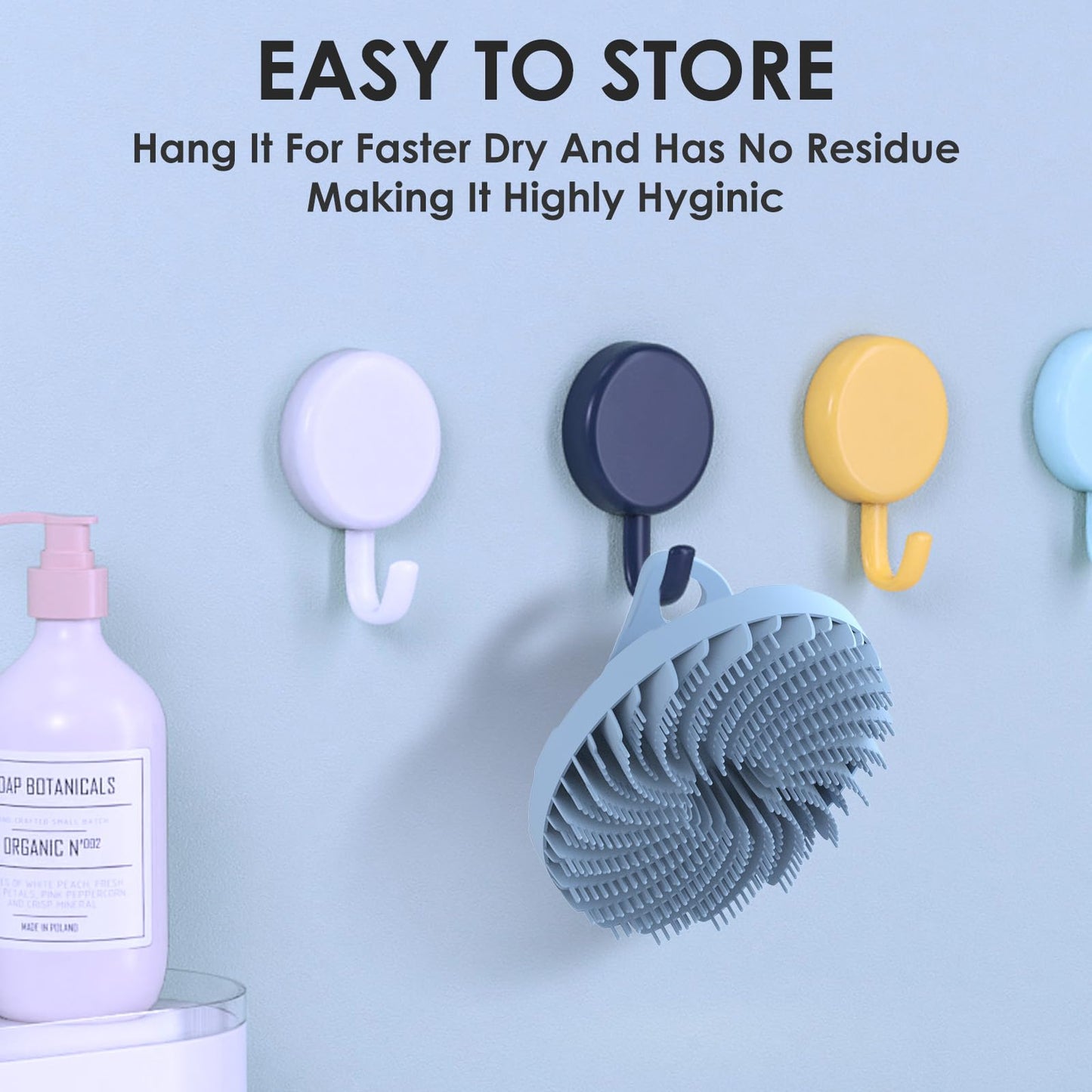 INNERNEED Food-Grade Silicone Body Scrubber Bath Shower Cleansing Brush, Gentle Exfoliating and Massaging, Nice Foaming, More Hygienic and Last Longer (Light Blue)