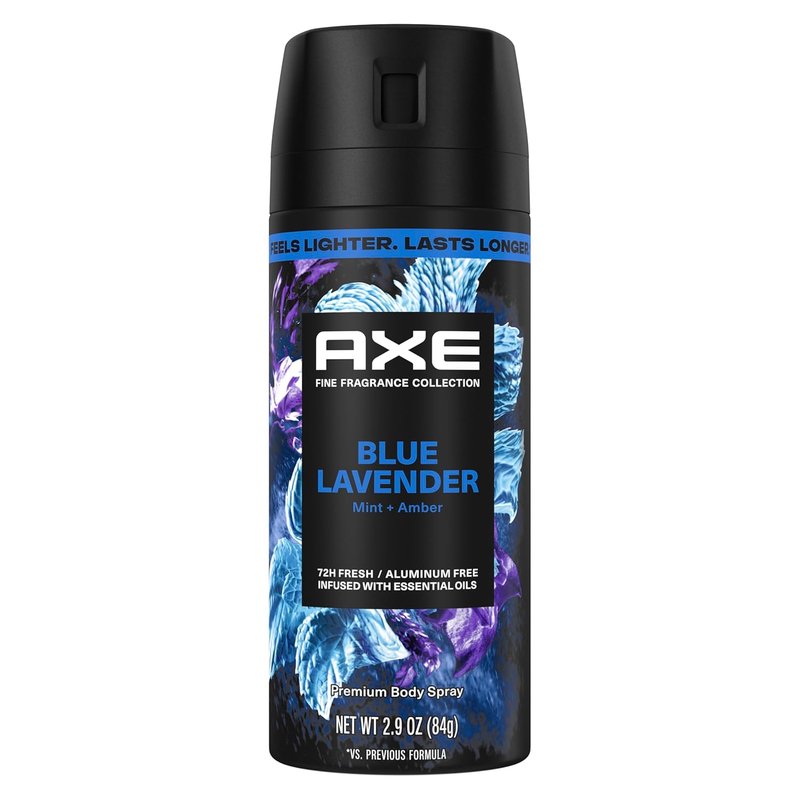 AXE Fine Fragrance Collection Body Spray Blue Lavender 72 Hour Freshness Aluminum Free 2.9 oz