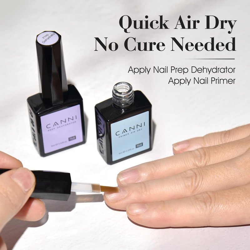 CANNI 2Pcs Acid Free Nail Dehydrator and Primer Set, Air Dry Nail Primer & Pre-dehydrator Nail Bond Gel Manicure Kit DIY at Home Salon Gifts