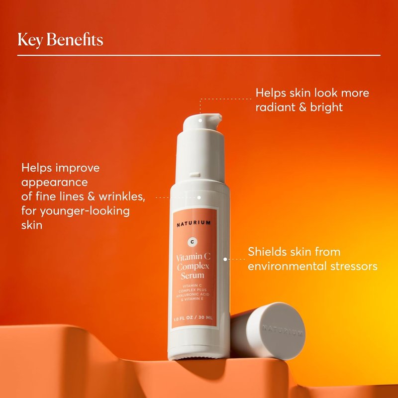 Naturium Vitamin C Complex Face Serum - Anti-Aging Treatment with Hyaluronic Acid & Vitamin E | 1 oz