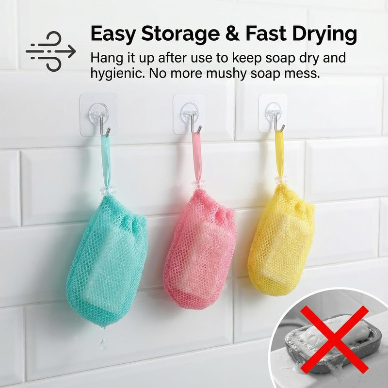 6 Pack Mesh Soap Bags for Soap Bars, Colorful Soaps Saver Bag Flexible Drawstring Exfoliating Mesh Pouch for Store Bath Products Body Facial Shower Cleaning Shower Gel Cleasing Mil, 6.3×3.9×0.4 Inch