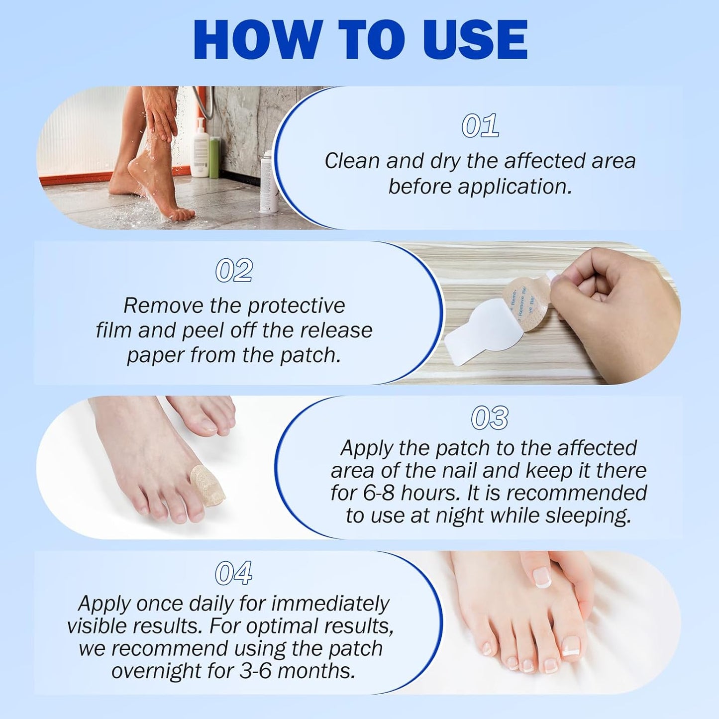 Skiennix Nail Patches for Toenail Repair - 42PCS Overnight Support for Damaged, Thick Toenails | Natural Formula