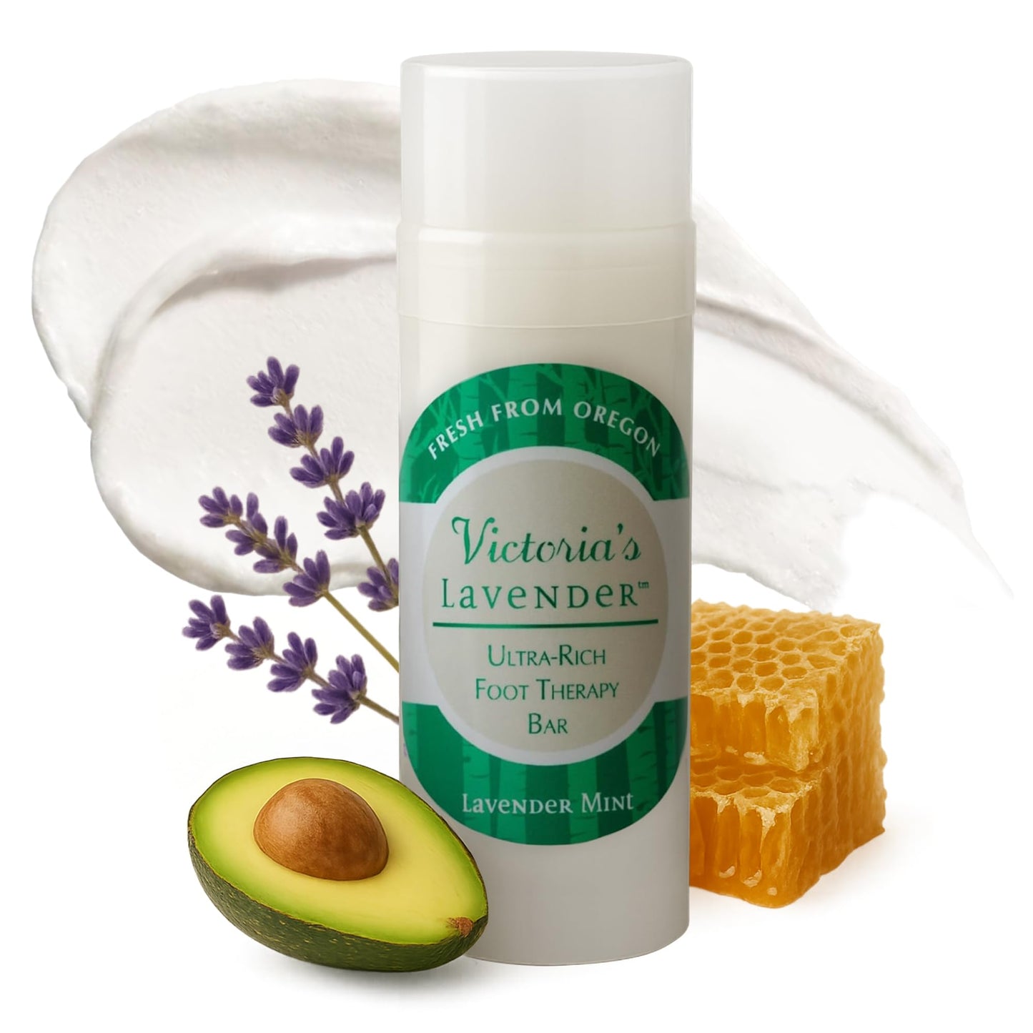 Victoria's Lavender Ultra-Rich Foot Balm Bar, Infused with Essential Oils and Shea Butter, Hydrating Foot Balm Stick for Dry Feet Care, Lavender Mint, 2.5 Oz