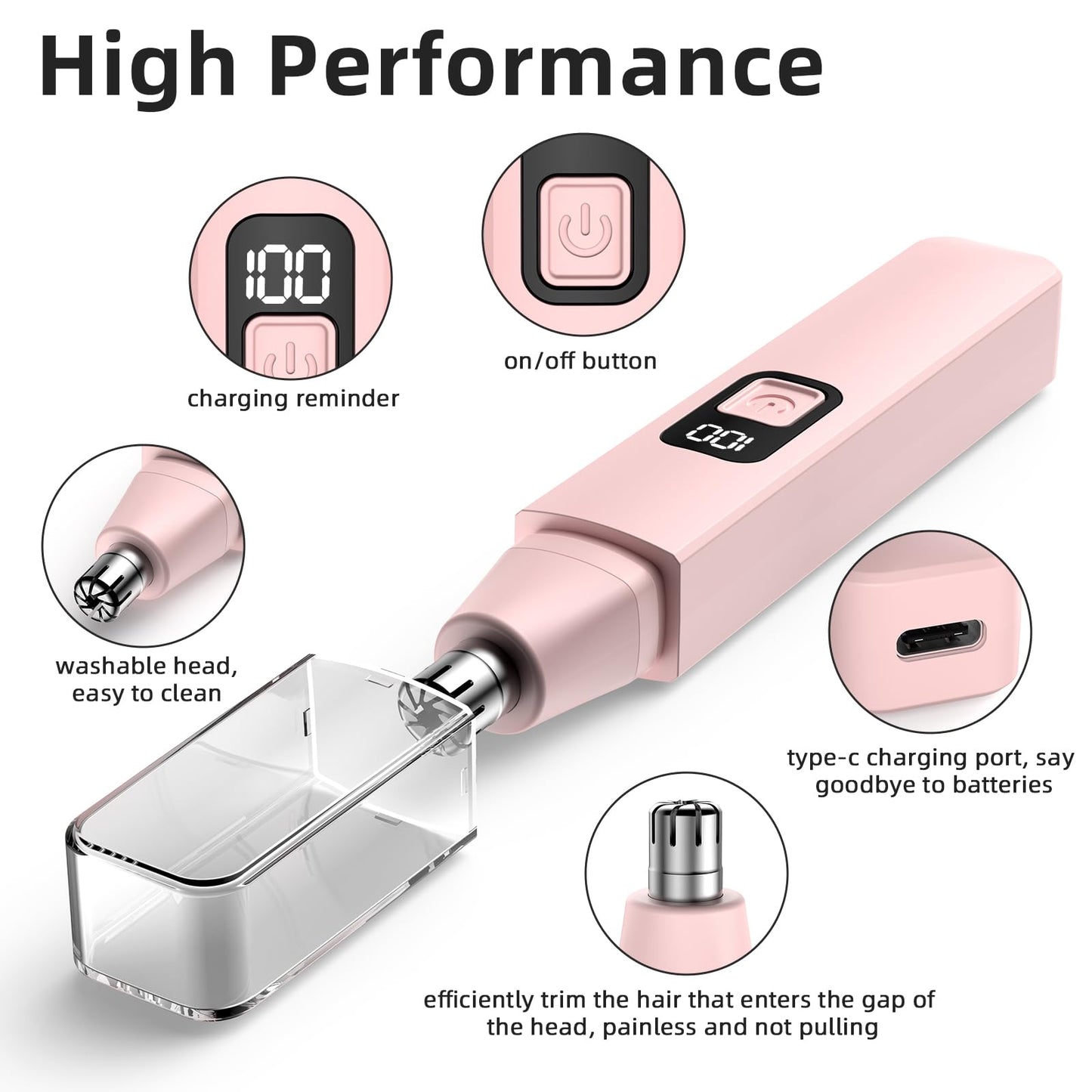 VOTEYO Nose Hair Trimmer Rechargeable Cordless Painless Ear Eyebrow Trimming Tool Dual Edge Blades Razor Easy Cleansing with LED Light for Man Woman