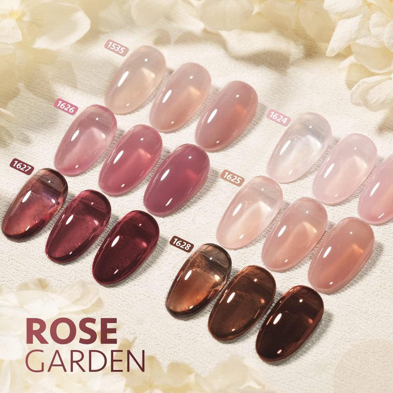 Rose Garden Jelly Gel Nail Polish Set - 6 Transparent Nude & Red Shades | DIY Manicure Kit for Salon Quality Nails