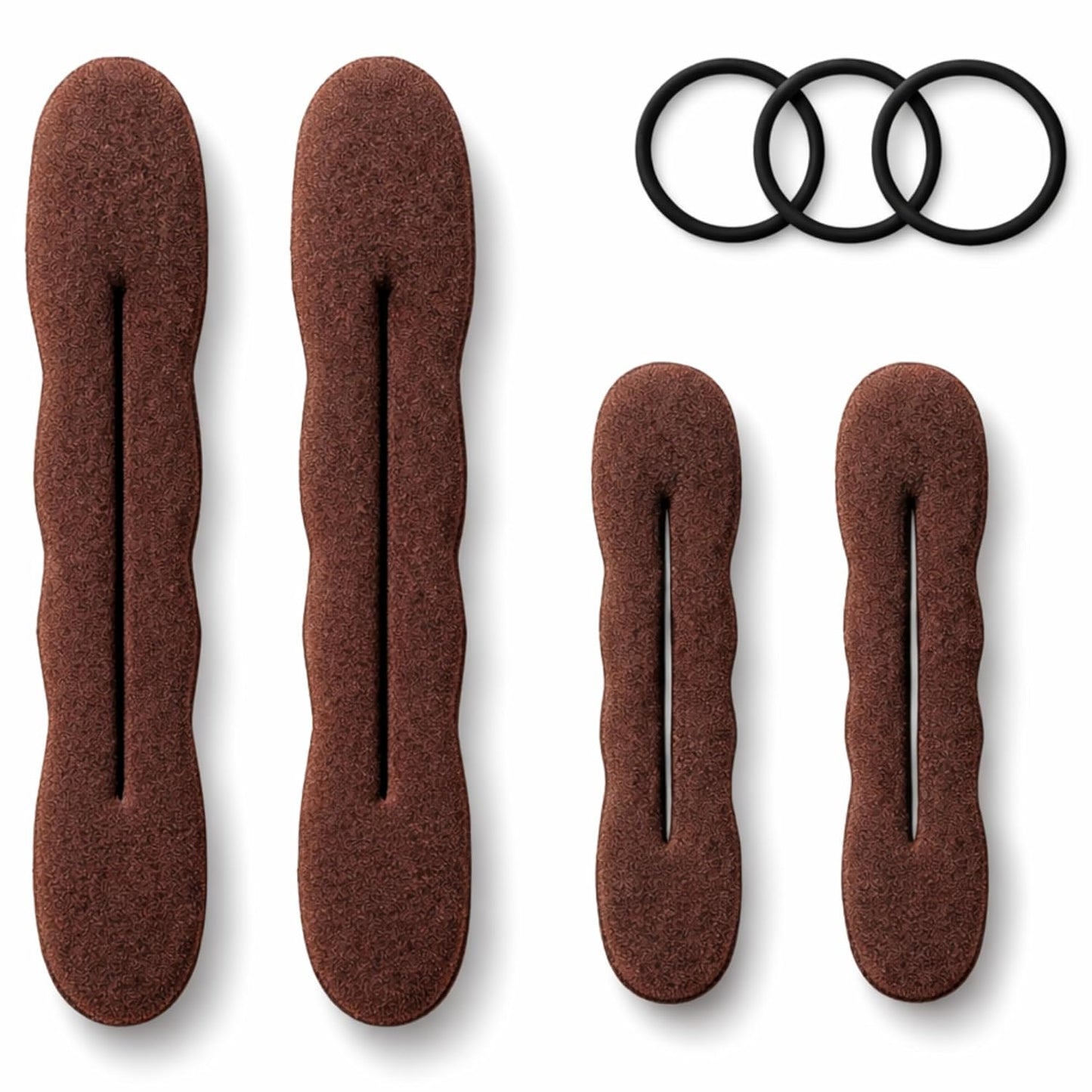 Styla Hair Magic Bun Maker - Foam Sponge Bun Shaper Set (2 Small, 2 Large) | Brunette Hair Accessories