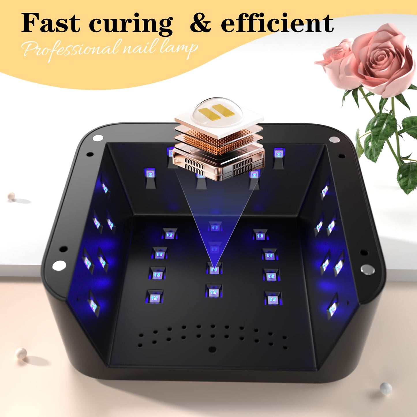 TCHMCITY 388W Cordless Nail Lamp, uv Light for Gel Nails Cordless with Unique Knob & Full LCD Display Screen, Portable Wireless UV LED Nail Lamp, Fast Curing Gel Nail Polish for Salon & Home Use