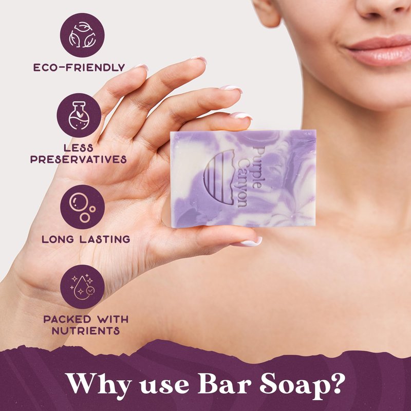 PURPLE CANYON 3 Pack of Handmade Soaps 4 Ounces Each | Bar Soap with Eucalyptus Essential Oil, Cocoa Butter, and Olive Oil | Perfect Moisturizing Skin Care Gift Set