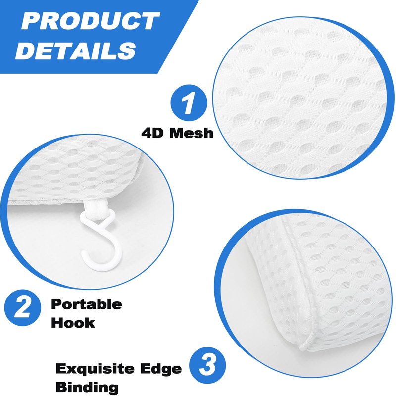 REEZEIVI Sauna Headrest Pillow, 4D Air Mesh Quick Drying and Washable Sauna Pillow Sauna Neck Rest Sauna Accessory,White
