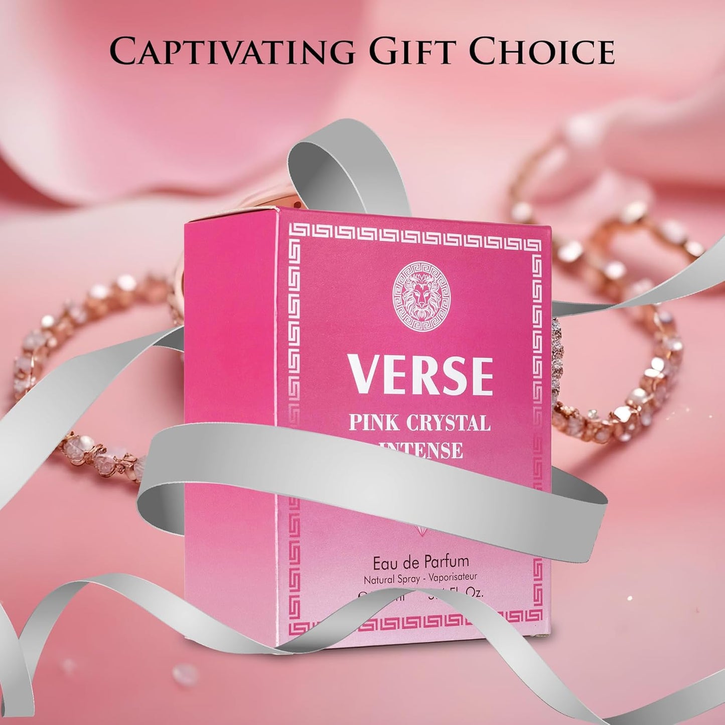 Verse Pink Crystal Intense for Women - Fruity Floral Perfume 3.4 fl Oz | Amber & Musk Notes in Elegant Bottle