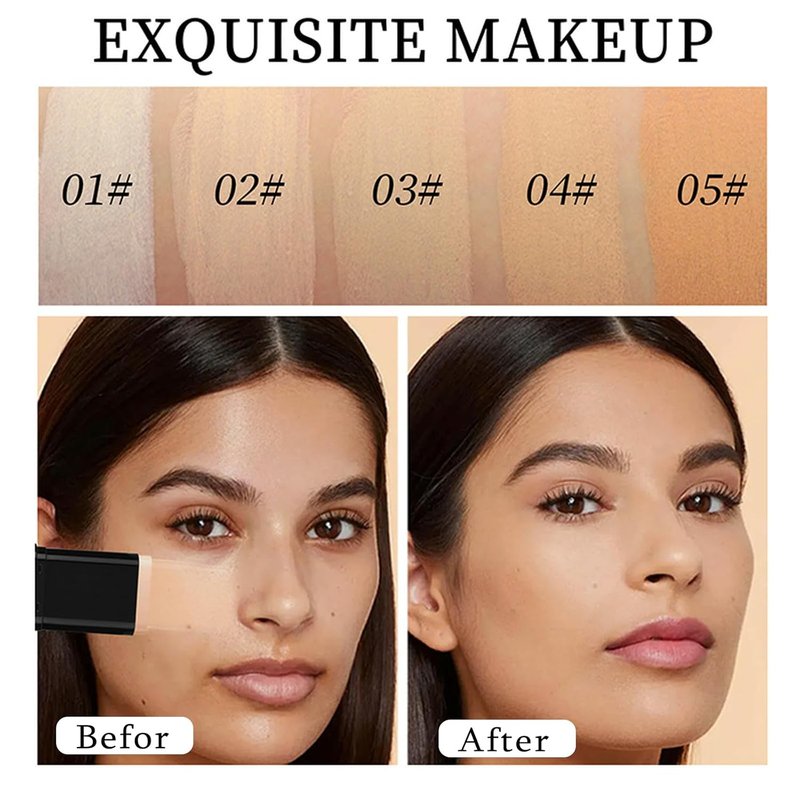 Skiennix Foundation Stick - 2-in-1 Dual-Ended Long-Lasting Concealer & Contour | Waterproof, Full Coverage Matte Finish (02# Natural)
