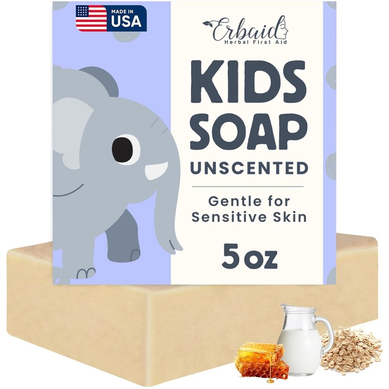 Natural Goat Milk Baby Soap Bar - Gentle Unscented Wash for Sensitive Skin | Eczema Relief & Moisturizing Oatmeal & Honey - Made in USA