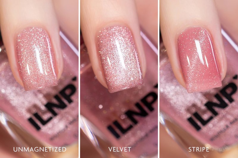 ILNP Pink Suede - Pink Magnetic Holographic Nail Polish, Sparkly Velvet Finish, Non-Gel, Long Lasting, Quick Dry, Non-Toxic, Vegan