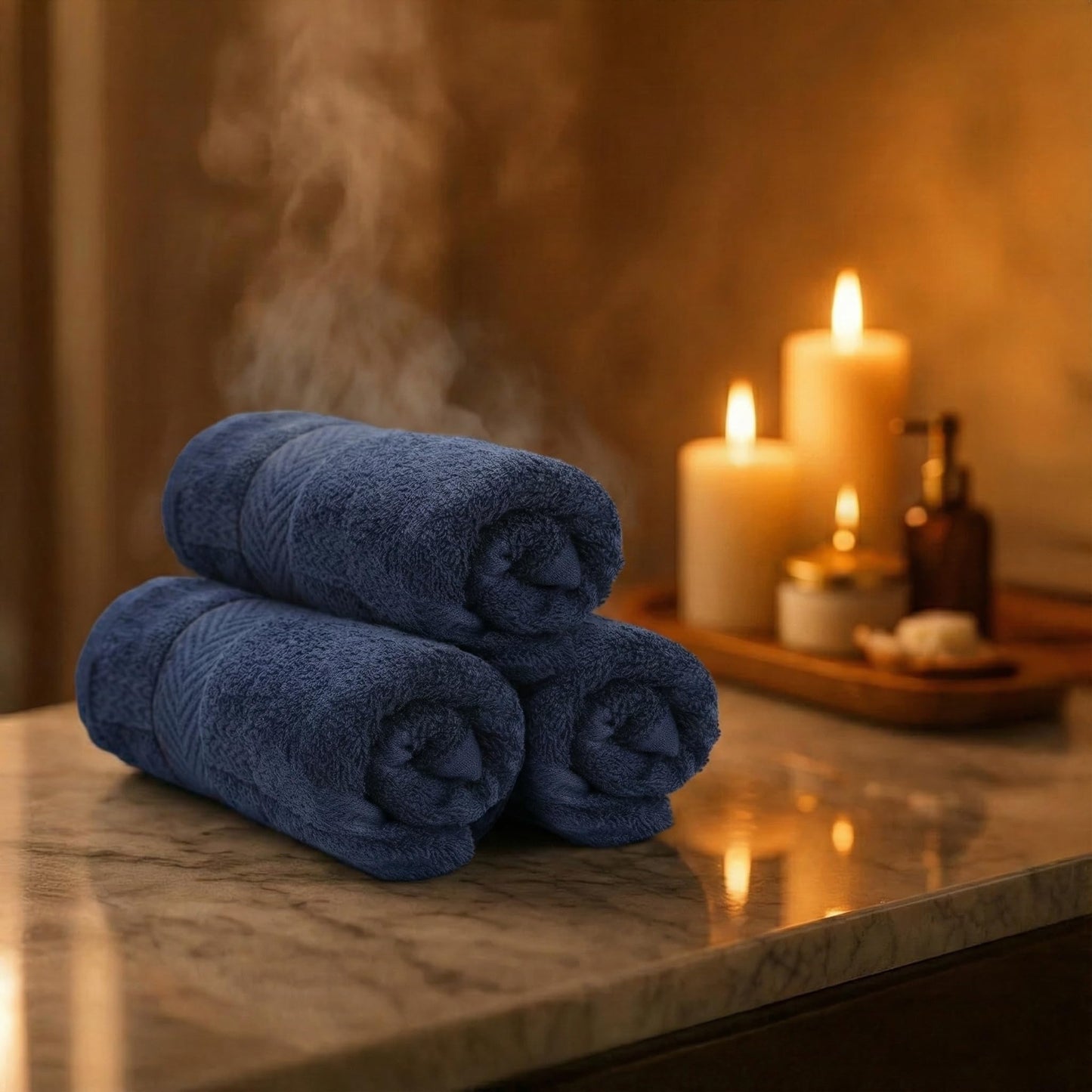 Premium Wash Cloths Set, 13 x13 Inches, 100% Cotton Ring Spun, Highly Absorbent and fast dry, Soft Feel Essential Washcloths for Bathroom, Spa, Gym, and Face, fingertip towel (Pack of 4) Navy