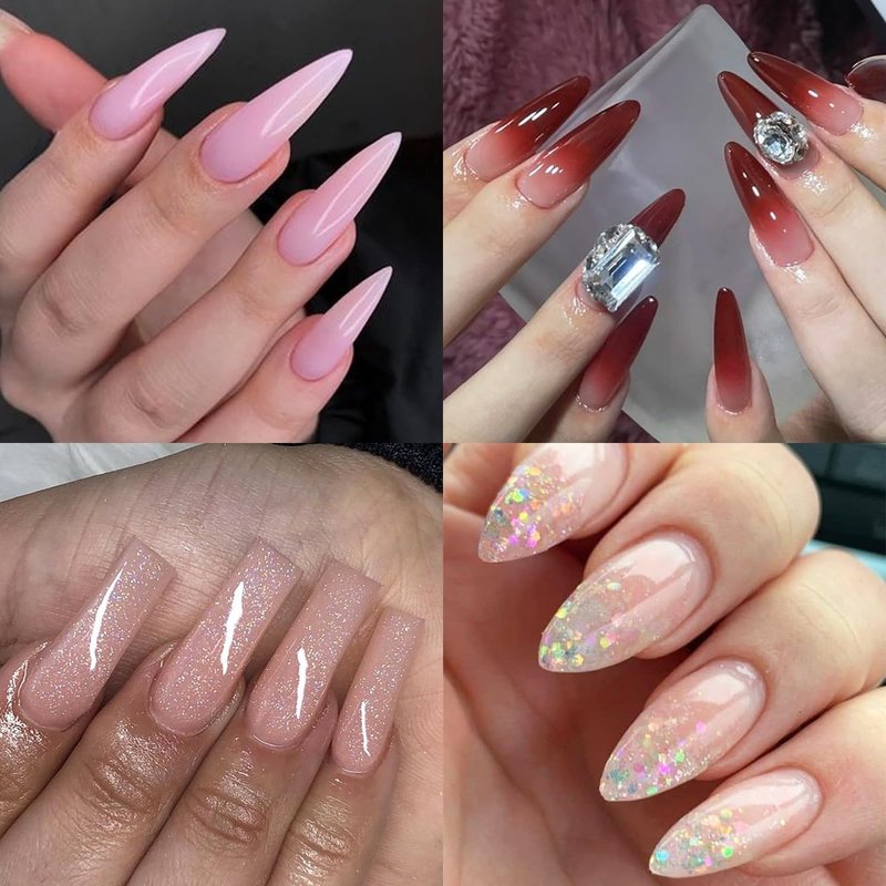 Fcozpjk 12 Colors Poly Gel Kit, Clear White Nude Pink Shiny Glitter Builder Gel Set, Quick Nail Extension, Professional Salon Supplies