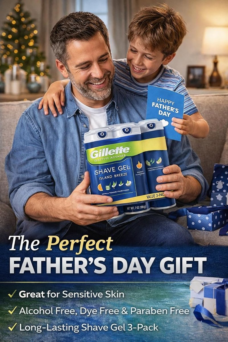 Gillette Sensitive Plus Island Breeze - Alcohol-Free Shaving Gel with Aloe & Vitamin C | 3 Pack
