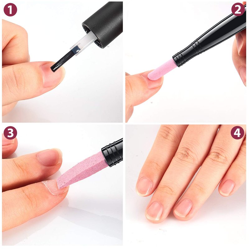 5 Pieces Pumice Stone Nail File Polishing Pen Stick Double-Headed Cuticle Pusher Remover Trimmer Buffer Pen Art Tools Household Beauty Salon Peeling Dead Skin Repairing