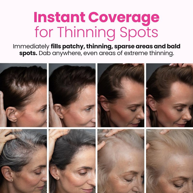 Prime Prometics Instant Coverage Hairline Powder for Mature Women – Covers Grays, Roots & Thinning Areas – Water & Sweat-Resistant – Natural, Fuller-Looking Hairline (Brunette)