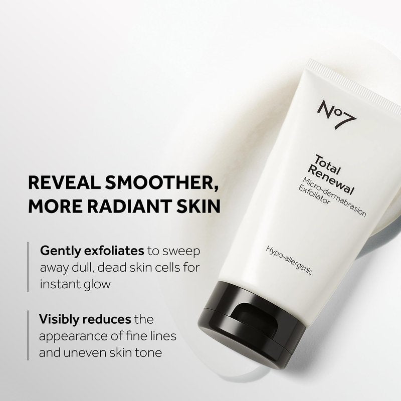 No7 Microdermabrasion Total Renewal Face Scrub - Exfoliating Face Wash & Dark Spot Corrector for Sensitive Skin - Helps to Reduce the Appearance of Fine Lines & Even Skin Tone (2.5 Oz)