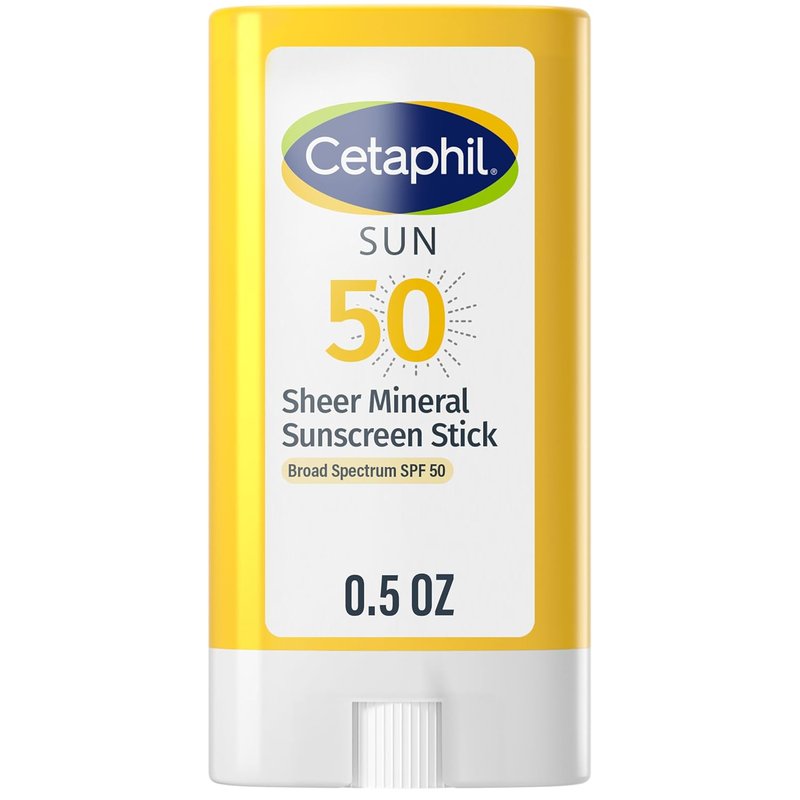 Cetaphil Sheer Mineral Sunscreen Stick - Broad Spectrum SPF 50 | 100% UVA/UVB Protection, 0.5oz