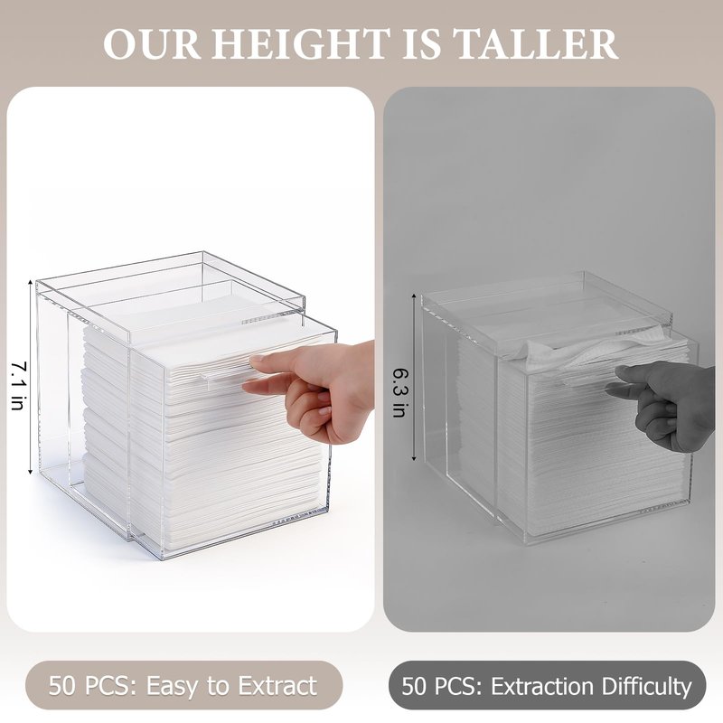 Disposable Face Towels Holder Compatible with Clean Skin Club Clean Towelettesl XL, Acrylic Box Bin with Drawer Bathroom Counter Storage for Vanity, Clear
