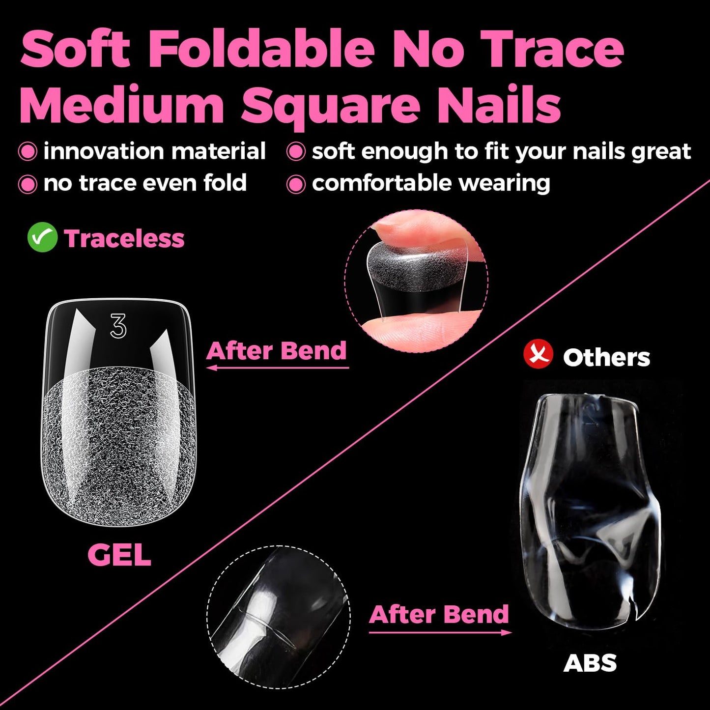 UNA GELLA Gel Nail Tips - Short Square Press-On Nails, 300pcs Full Cover for DIY Nail Extensions
