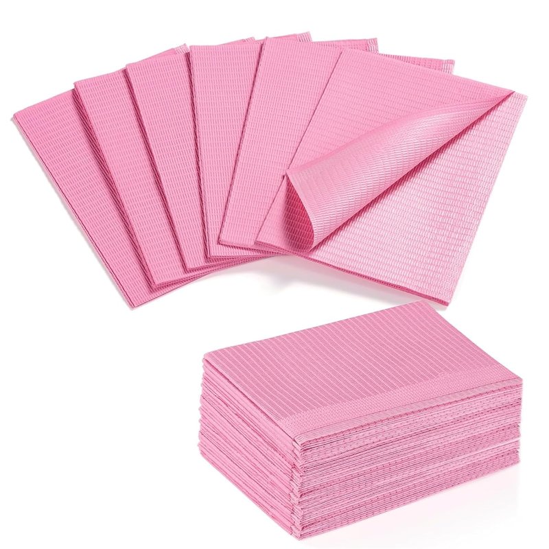 Disposable Nail Mats - 20 Pcs Foldable 3-Ply Waterproof Nail Art Practice Sheets | Pink Clean Pads for Salon Use