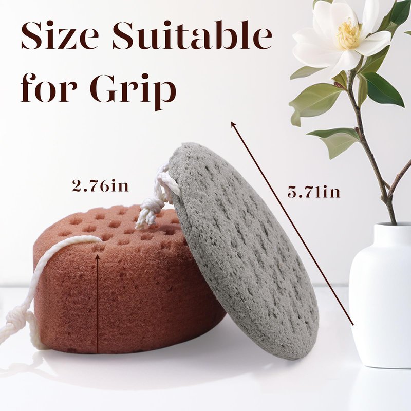 BAIMEI IcyMe Bath Sponge 2-Pack -Shower Loofah Body Scrubber with Gentle Exfoliation & Quick Lathering, Pink Grey Shower Pouf